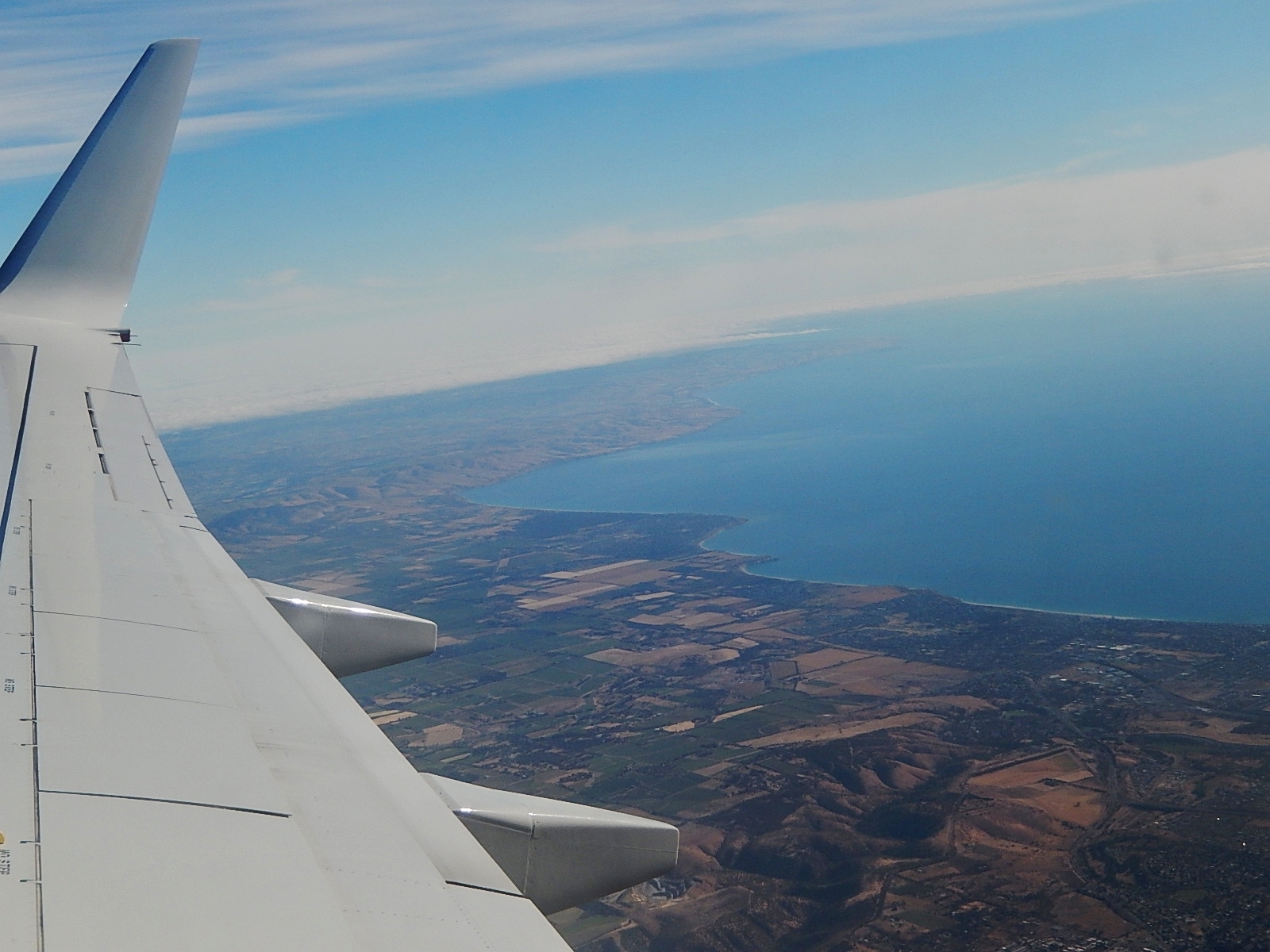 The Fleurieu Peninsula stretching south along the coast